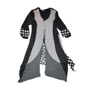 Simply Aster By Firimiana Black And White Mixed Print Tunic Top Size M